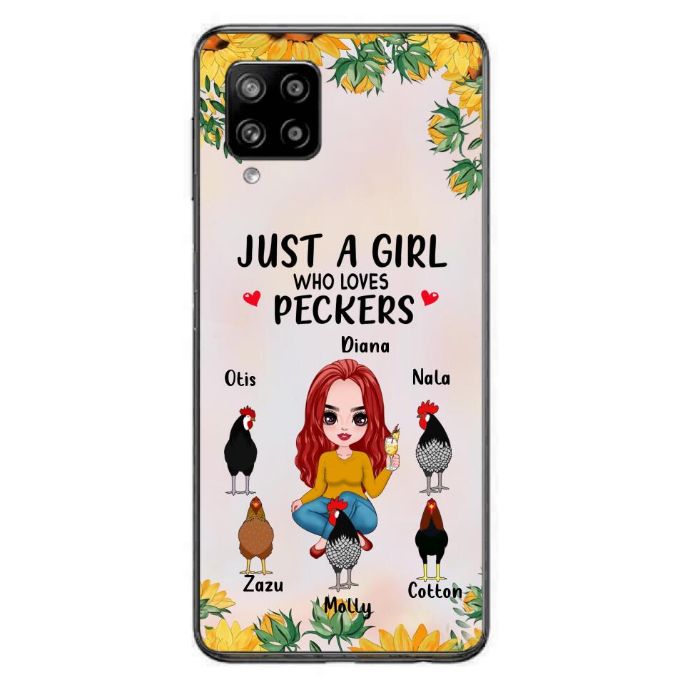 Personalized Chickens Phone Case - Up to 5 Chickens - Just A Girl Who Loves Peckers