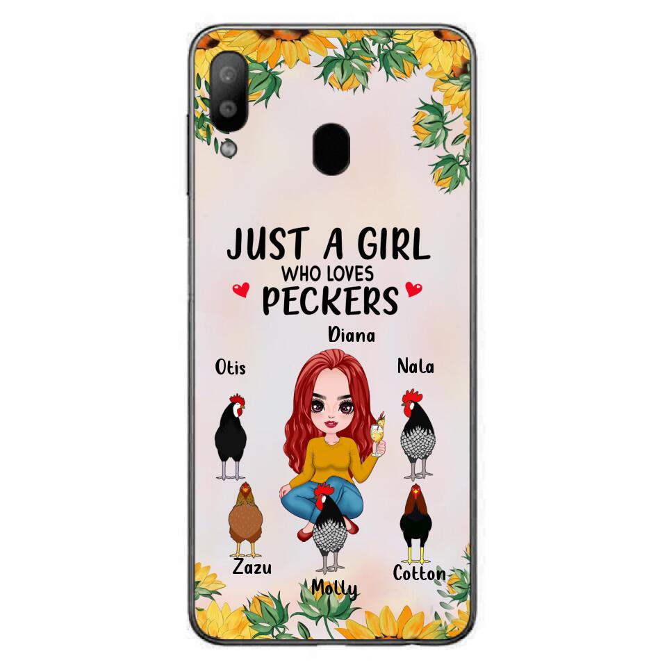Personalized Chickens Phone Case - Up to 5 Chickens - Just A Girl Who Loves Peckers