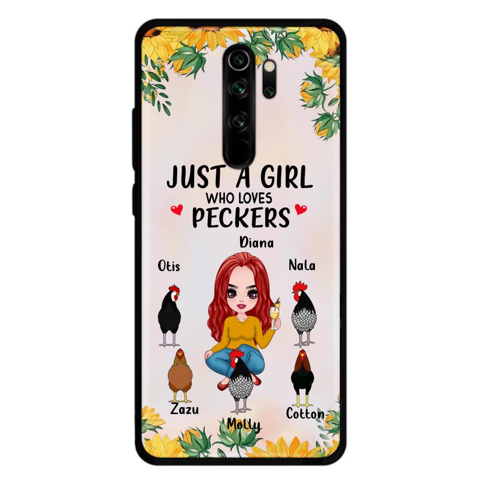 Personalized Chickens Phone Case - Up to 5 Chickens - Just A Girl Who Loves Peckers
