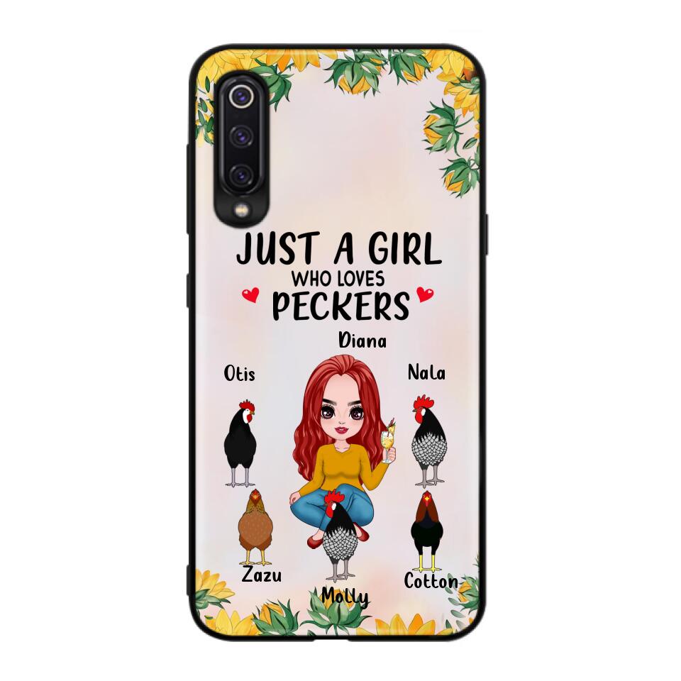 Personalized Chickens Phone Case - Up to 5 Chickens - Just A Girl Who Loves Peckers