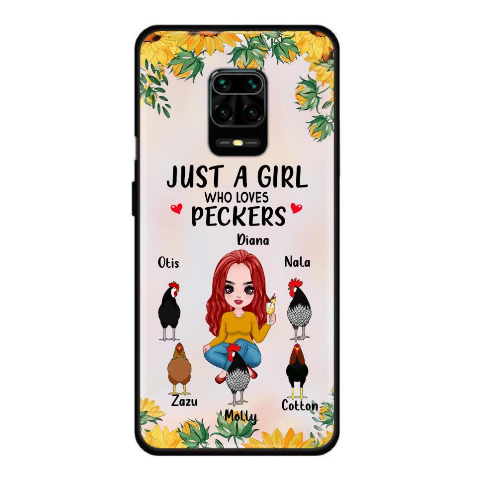 Personalized Chickens Phone Case - Up to 5 Chickens - Just A Girl Who Loves Peckers