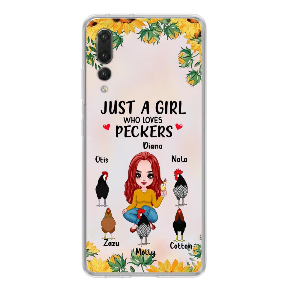 Personalized Chickens Phone Case - Up to 5 Chickens - Just A Girl Who Loves Peckers