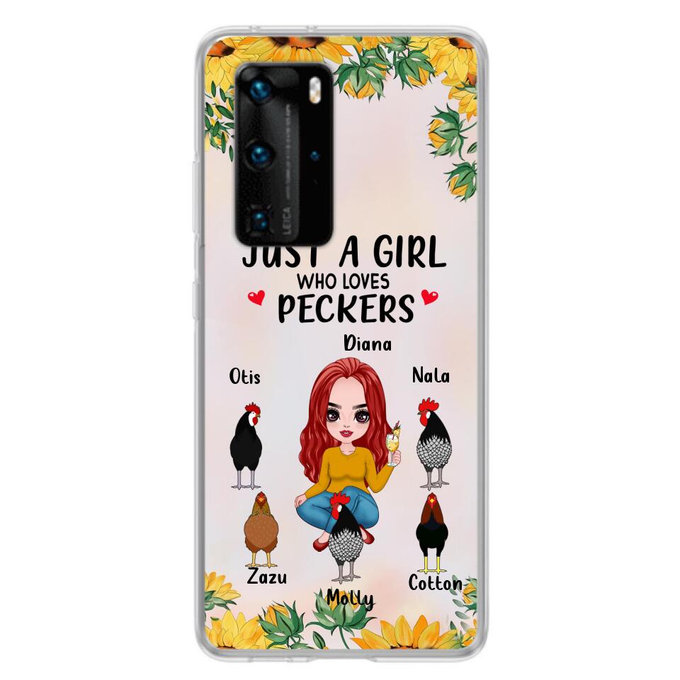 Personalized Chickens Phone Case - Up to 5 Chickens - Just A Girl Who Loves Peckers