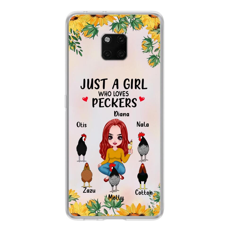 Personalized Chickens Phone Case - Up to 5 Chickens - Just A Girl Who Loves Peckers