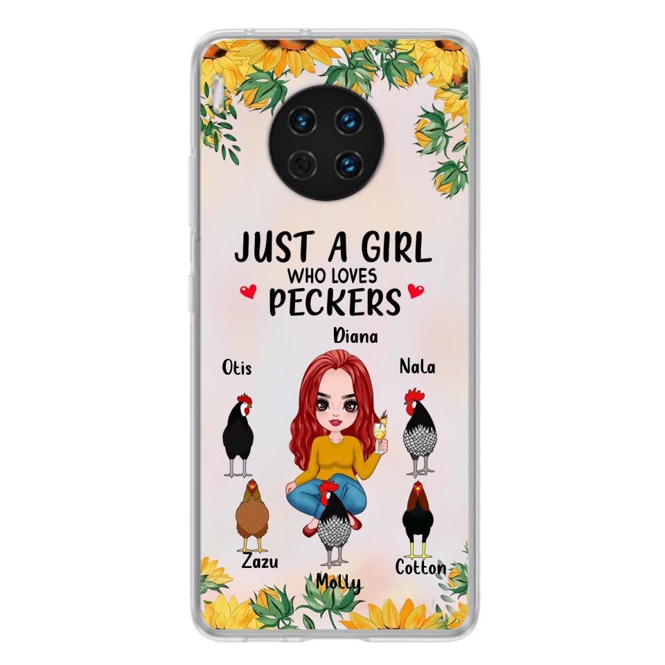 Personalized Chickens Phone Case - Up to 5 Chickens - Just A Girl Who Loves Peckers