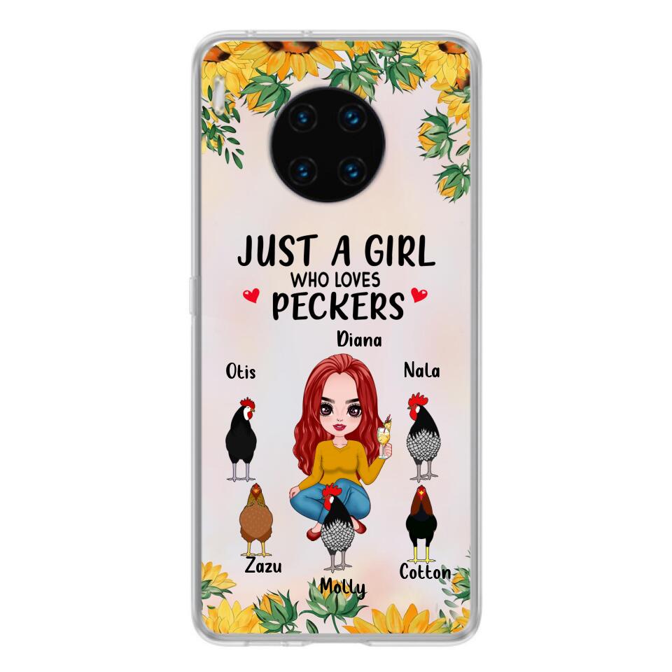 Personalized Chickens Phone Case - Up to 5 Chickens - Just A Girl Who Loves Peckers