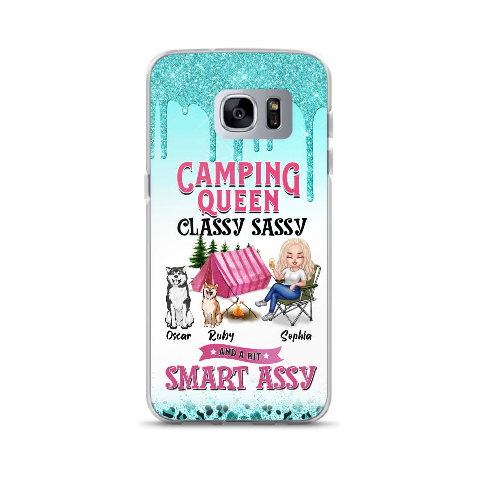 Custom Personalized Camping Phone Case - Gift for Camping Lovers, Dog Mom - Camping Queen Dog Mom - Up to 2 Dogs - Camping Queen classy sassy and a bit smart assy