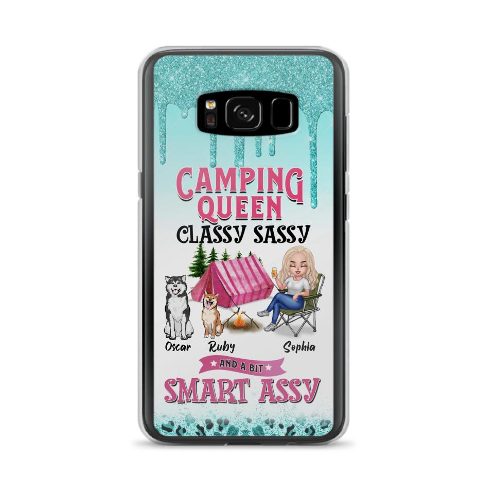 Custom Personalized Camping Phone Case - Gift for Camping Lovers, Dog Mom - Camping Queen Dog Mom - Up to 2 Dogs - Camping Queen classy sassy and a bit smart assy