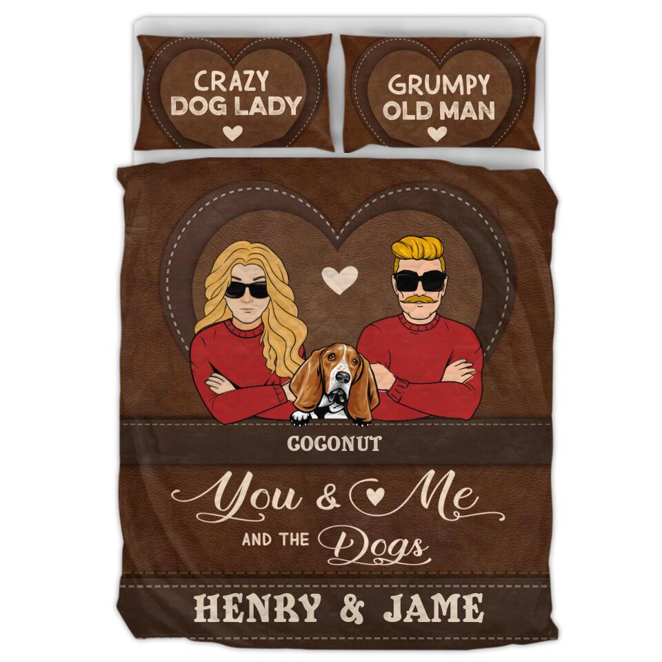 Personalized You & Me And The Dogs Quilt Bed Sets - Up to 5 Dogs - Valentine's Day Gift Idea For Couple/Dog Lover