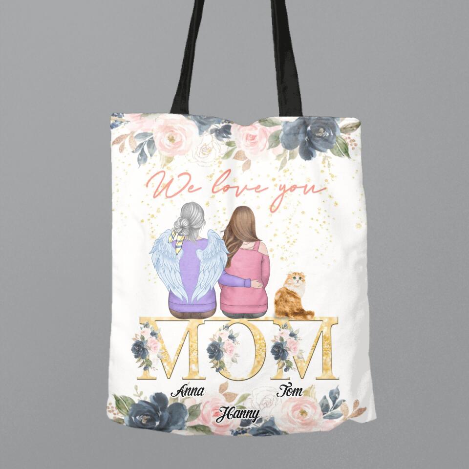 Personalized Mom Canvas Bag - Children With Up to 2 Pets - Mother's Day Gift For Mom - We Love You