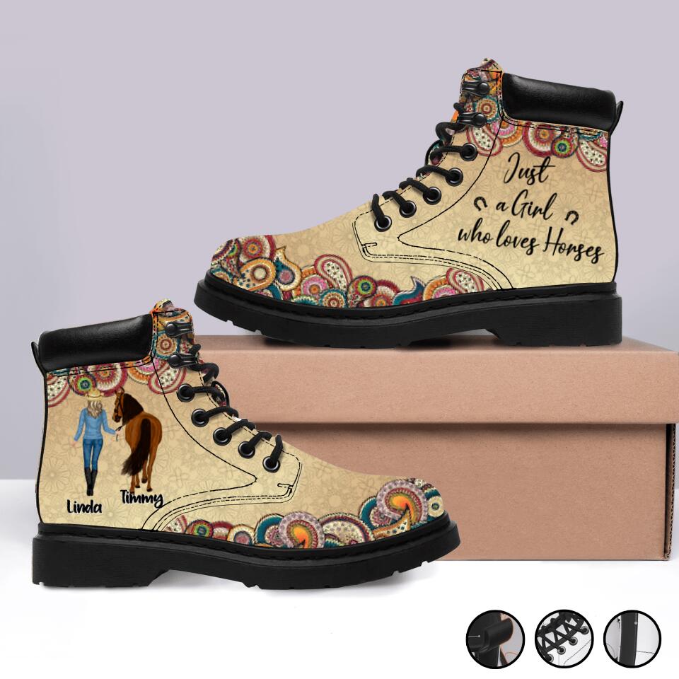 Personalized Horse Girl Season Short Boots - Up to 2 Horses - Gift Idea For Horse Lovers - Never Walk Alone