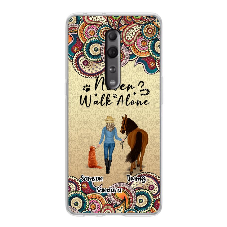 Personalized Horse And Dog Phone Case - Up To 2 Dogs - Gift Idea For Horse/Dog Lovers - Never Walk Alone - Case For Xiaomi, Huawei & Oppo