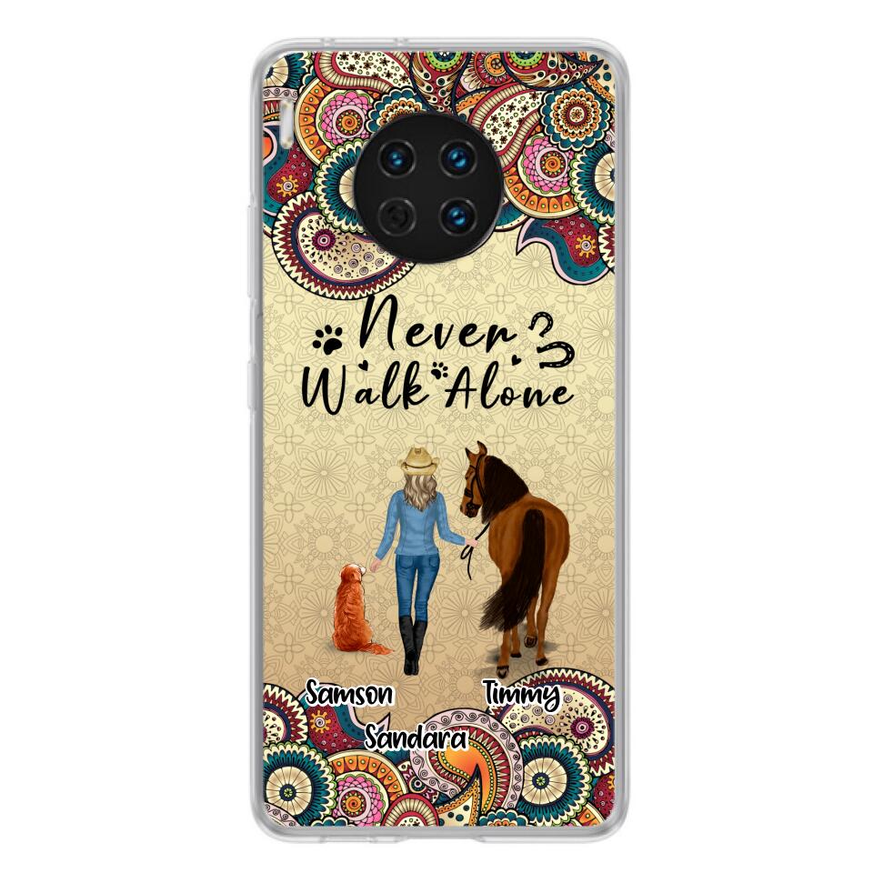 Personalized Horse And Dog Phone Case - Up To 2 Dogs - Gift Idea For Horse/Dog Lovers - Never Walk Alone - Case For Xiaomi, Huawei & Oppo