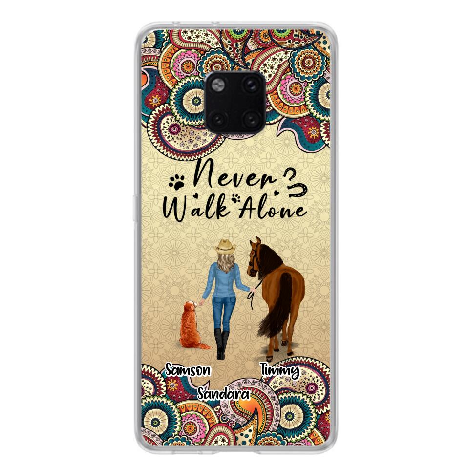 Personalized Horse And Dog Phone Case - Up To 2 Dogs - Gift Idea For Horse/Dog Lovers - Never Walk Alone - Case For Xiaomi, Huawei & Oppo