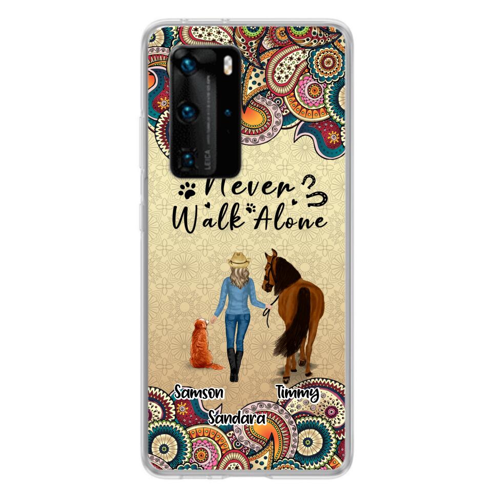 Personalized Horse And Dog Phone Case - Up To 2 Dogs - Gift Idea For Horse/Dog Lovers - Never Walk Alone - Case For Xiaomi, Huawei & Oppo