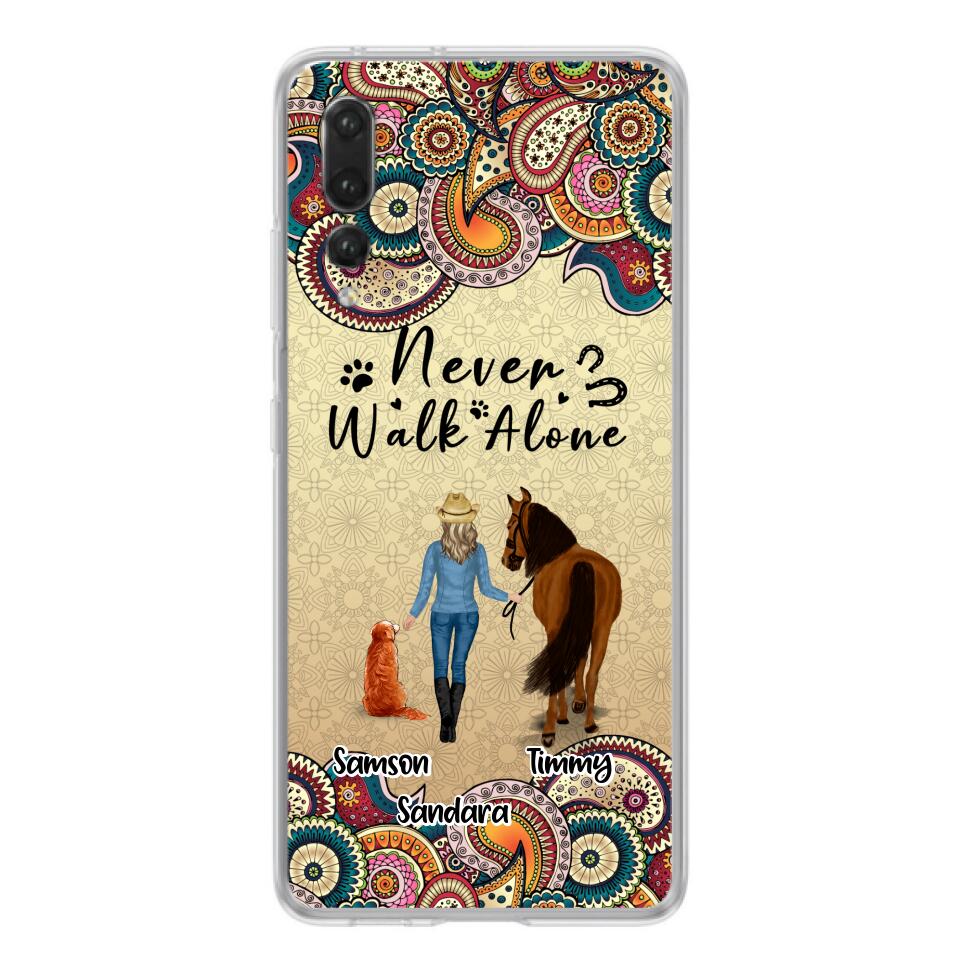 Personalized Horse And Dog Phone Case - Up To 2 Dogs - Gift Idea For Horse/Dog Lovers - Never Walk Alone - Case For Xiaomi, Huawei & Oppo
