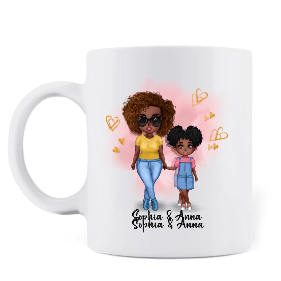 Personalized Black Mother & Daughter Coffee Mug - Mother's Day Gift From Daughter  - The Love Between A Mother And Daughter Is Forever
