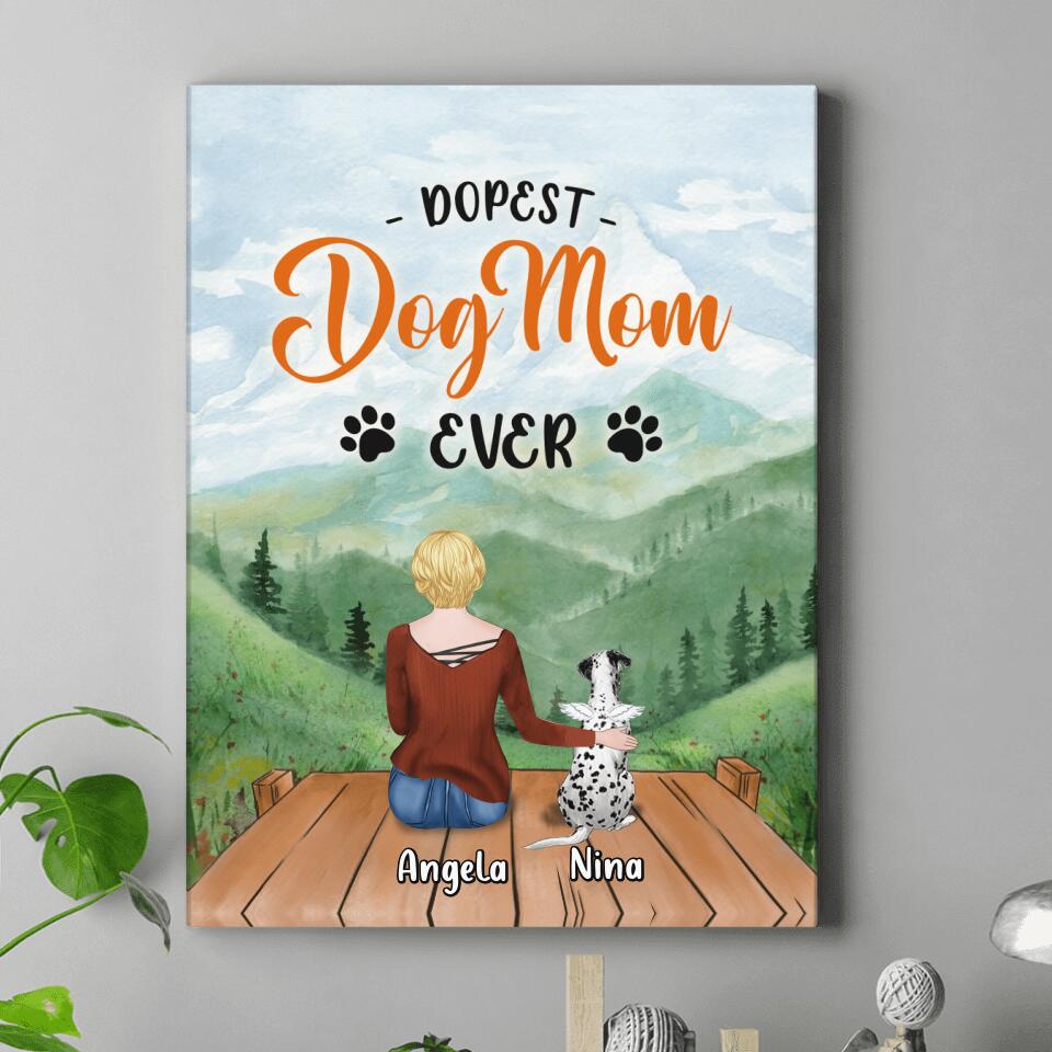 Personalized Dog Mom Canvas - Up to 5 Dogs - Gift Idea For Dog Lovers - Dopest Dog Mom Ever