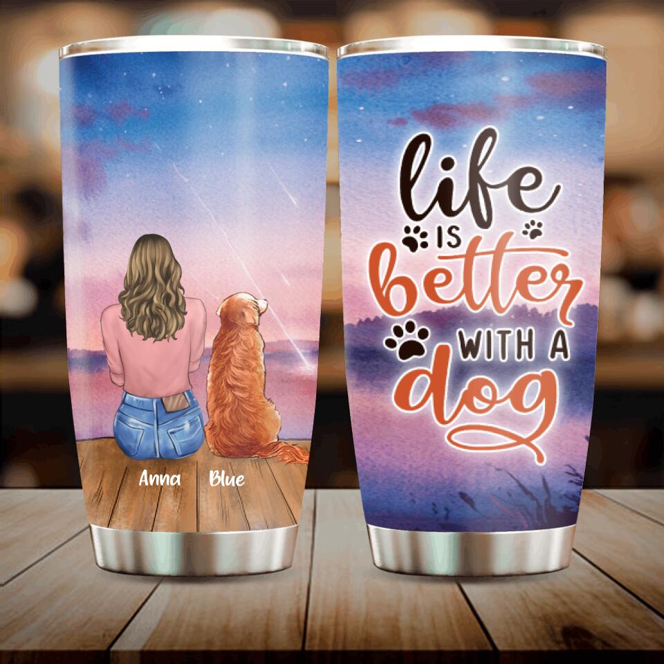 Personalized Dog Mom Tumbler - Up to 4 Dogs - Gift Idea For Dog Lovers