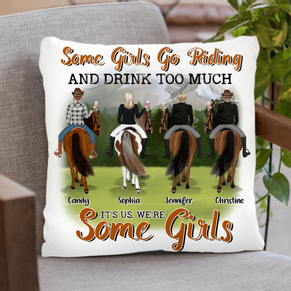 Personalized Riding Horse Friends Quilt/Fleece Throw Blanket/Pillow Cover - Gift for Horse Lovers - Up to 4 Besties - Apparently we're trouble when we ride together
