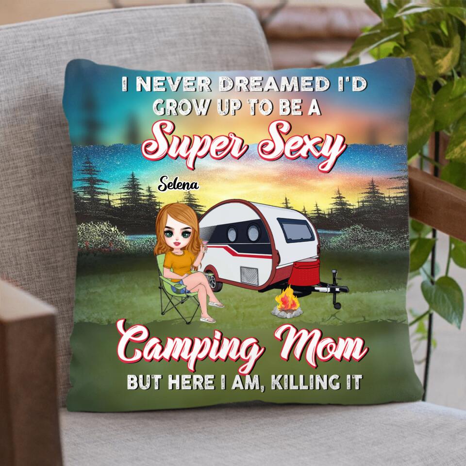 Personalized Camping Mom Pillow Cover/Fleece Throw Blanket/Quilt - Up to 3 Dogs - Gift Idea For Camping Lovers - Camping Mom Classy Sassy And A Bit Smart Assy