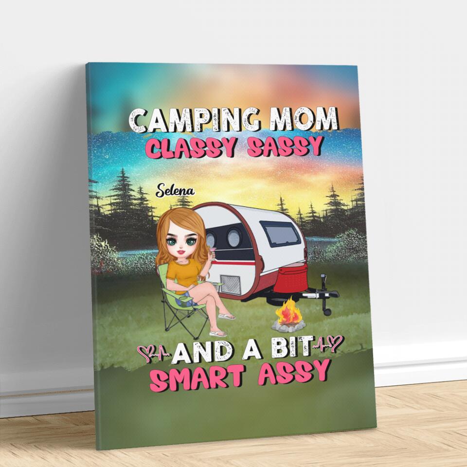 Personalized Camping Mom Canvas - Gift Idea For Camping Lover/Mother's Day - Camping Mom Classy Sassy And A Bit Smart Assy