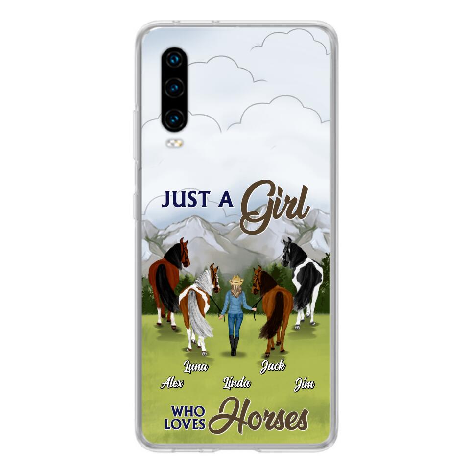 Personalized Horse Lady Phone Case for Xiaomi/ Oppo/ Huawei - Gift Idea For Horse Lovers with up to 4 Horses - Just A Girl Who Loves Horses