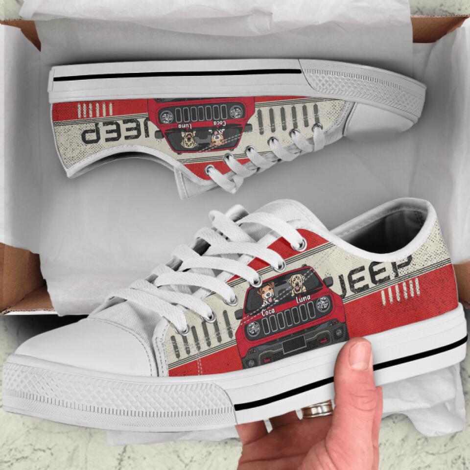 Personalized Off-road & Dogs Sneakers - Gift for Off-road Lovers, Dog Lovers - Up to 2 Dogs