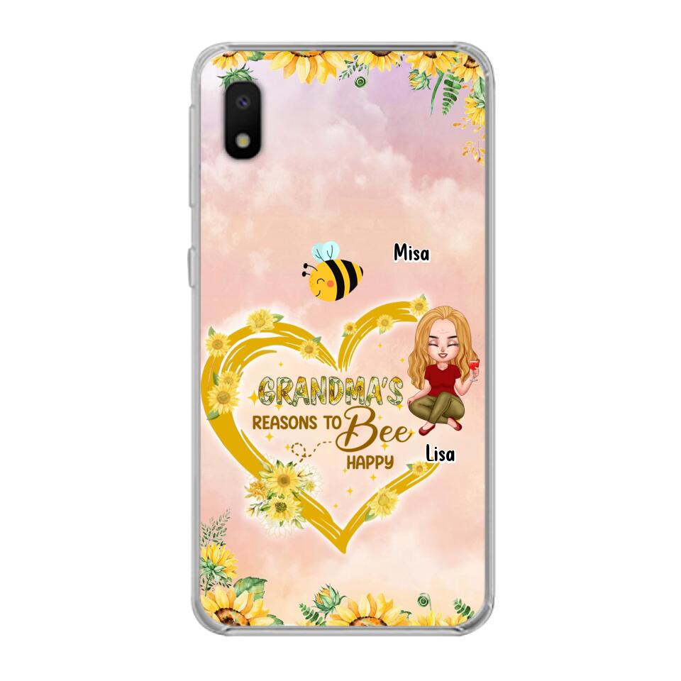 Custom Personalized Grandma Phone Case - Up to 6 Kids - Mother's Day Gift For Grandma - Grandma's Reasons To Bee Happy - Case For iPhone And Samsung