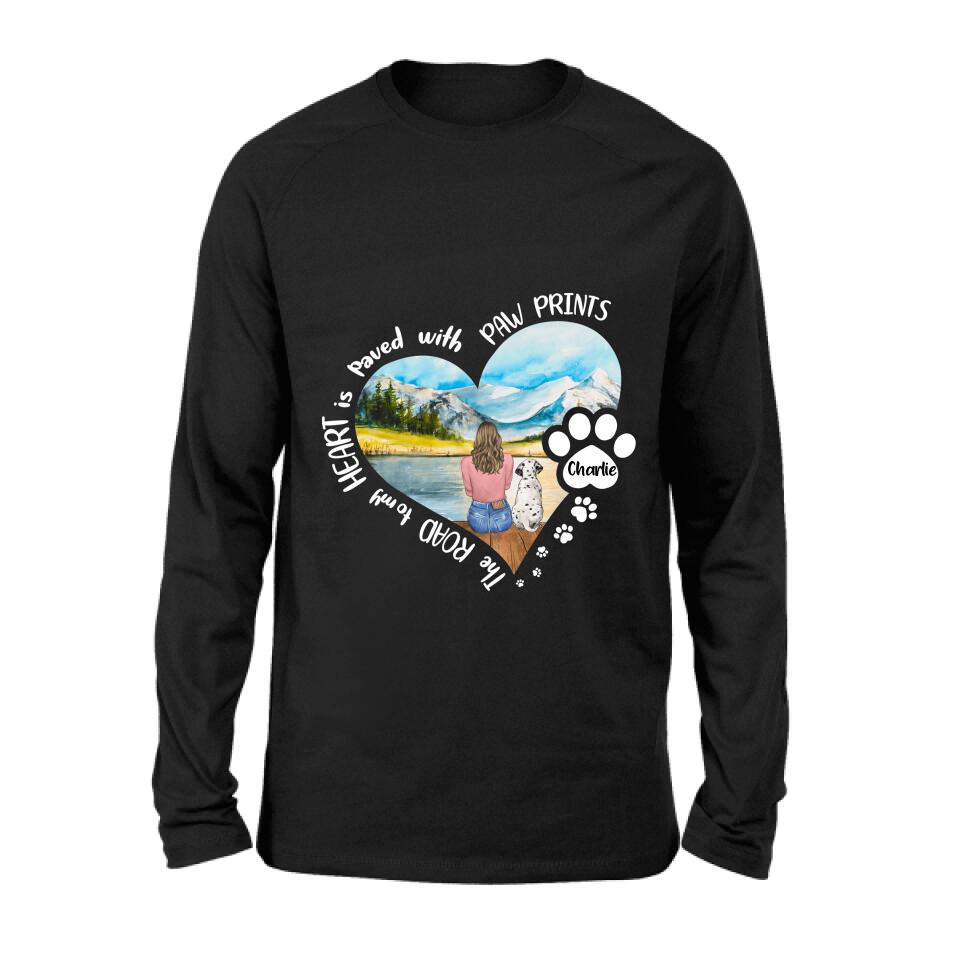 Personalized Pet Mom Shirt/Pullover Hoodie - Gift Idea For Dog/Cat Lover - The Road To My Heart Is Paved With Pawprints