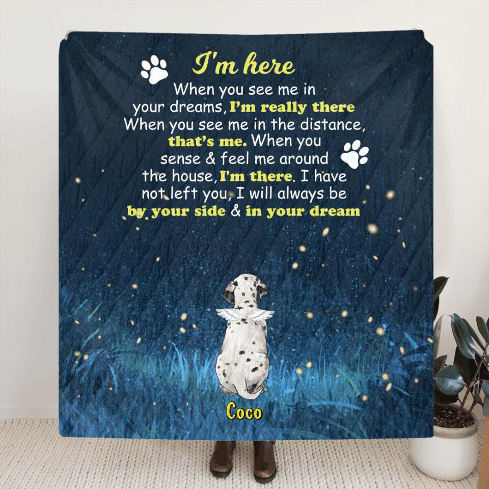 Personalized Memorial Dog Quilt/Fleece Blanket - Gift Idea For Dog Lover - I'm Here