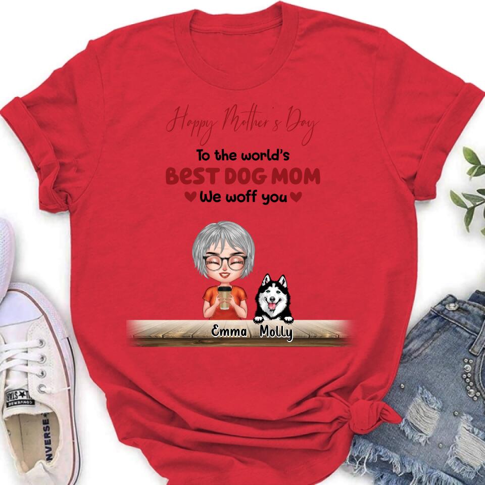 Personalized Dog Mom/Dog Dad Shirt/Pullover Hoodie - Man/Woman With Up to 6 Dogs - Mother's Day/ Father's Day Gift Idea For Dog Lover