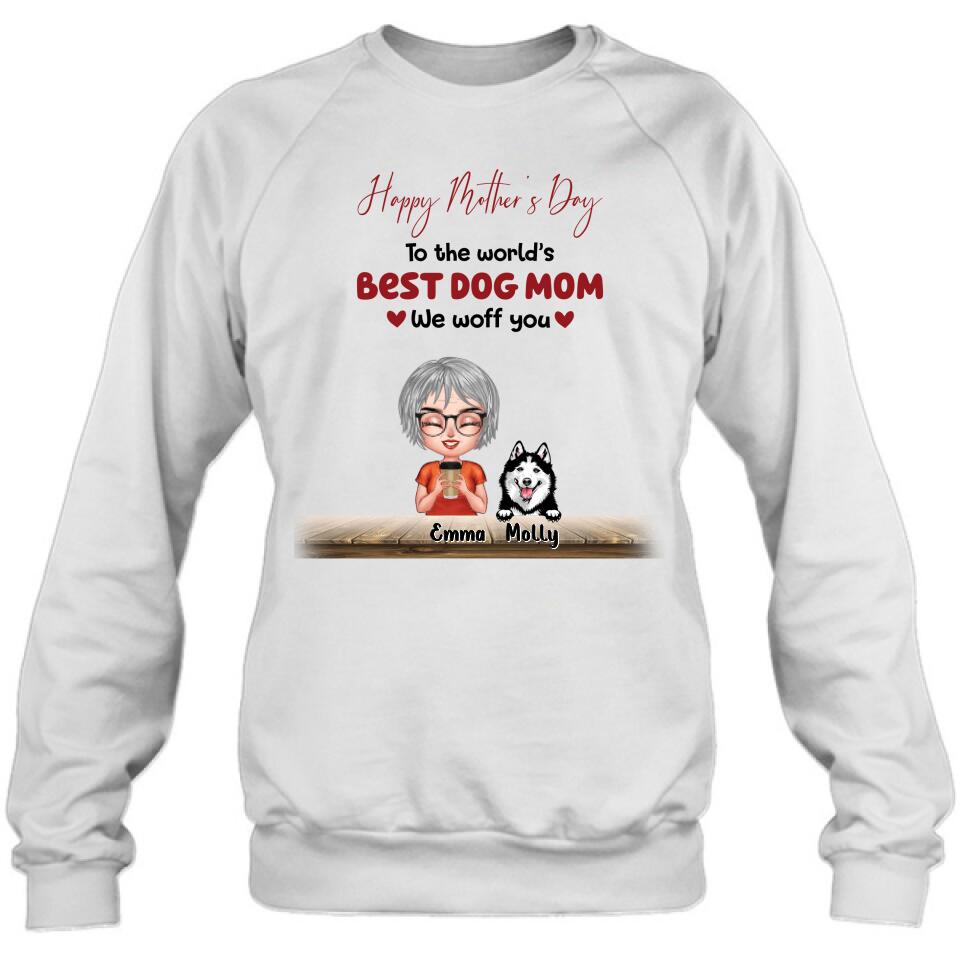 Personalized Dog Mom/Dog Dad Shirt/Pullover Hoodie - Man/Woman With Up to 6 Dogs - Mother's Day/ Father's Day Gift Idea For Dog Lover