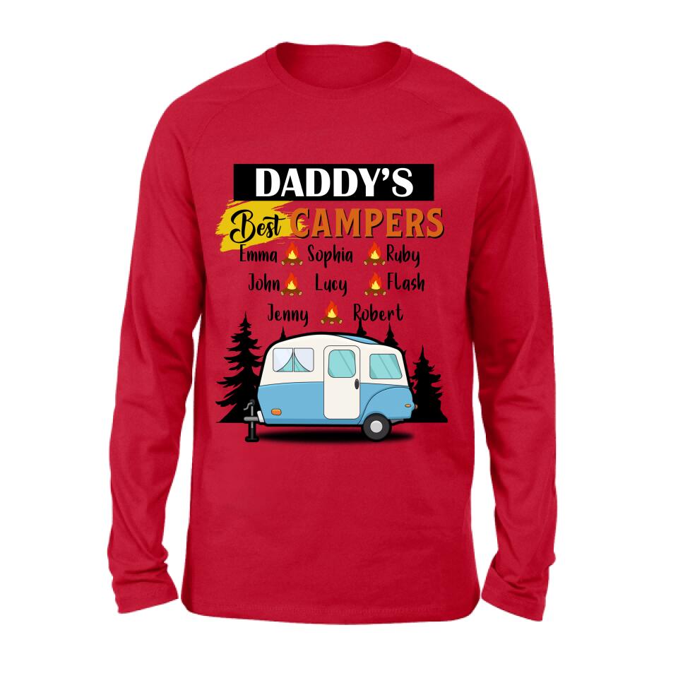 Personalized Daddy's Best Campers Shirt/Pullover Hoodie - Up to 8 Kids - Gift Idea For Father's Day/Camping Lover