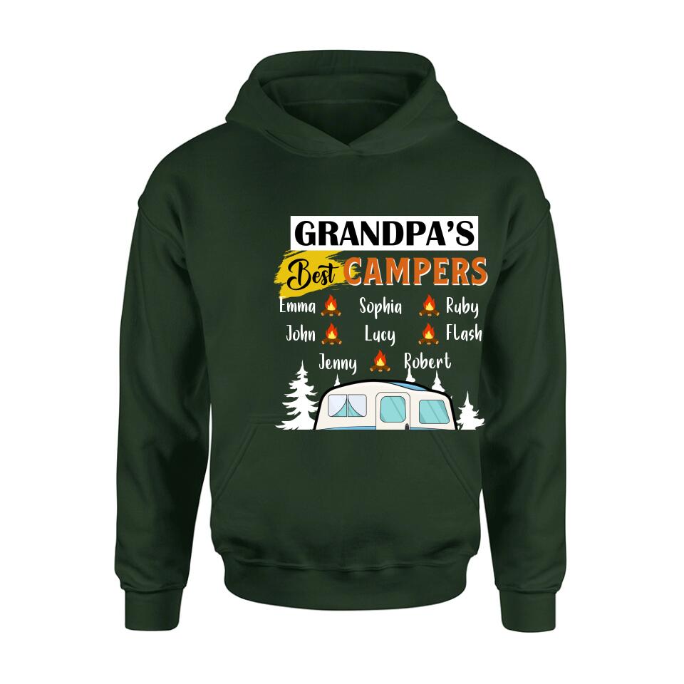 Personalized Grandpa's Best Campers Shirt/Pullover Hoodie - Up to 8 Kids - Gift Idea For Grandpa/Camping Lover