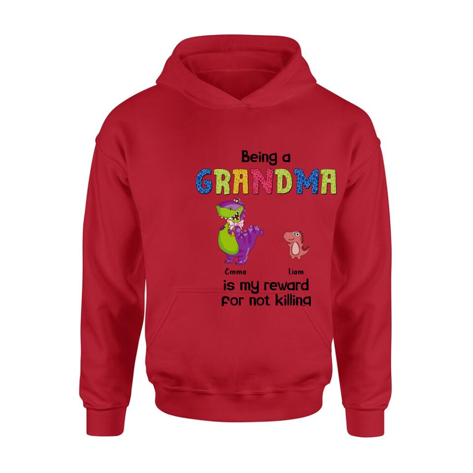 Personalized Grandma Dinosaur Shirt/Hoodie - Up to 6 Grandkids - Gift Idea For Grandma/Mother's Day - I Never Dreamed I'd Be This Crazy Grandma With The Cutest Grandkids Ever