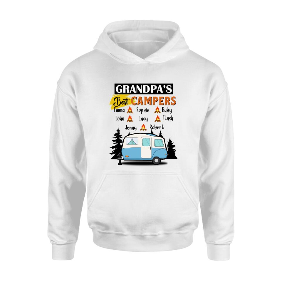 Personalized Grandpa's Best Campers Shirt/Pullover Hoodie - Up to 8 Kids - Gift Idea For Grandpa/Camping Lover