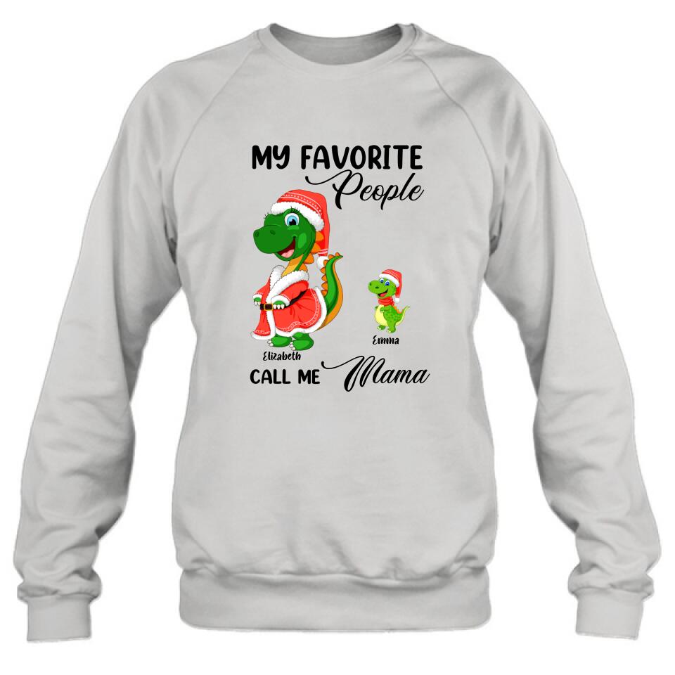 Personalized Christmas Dinosaurs T-shirt - Up to 6 Kids - Best Gift Idea For Christmas - My Favorite People Call Me Mama - MW6OOI