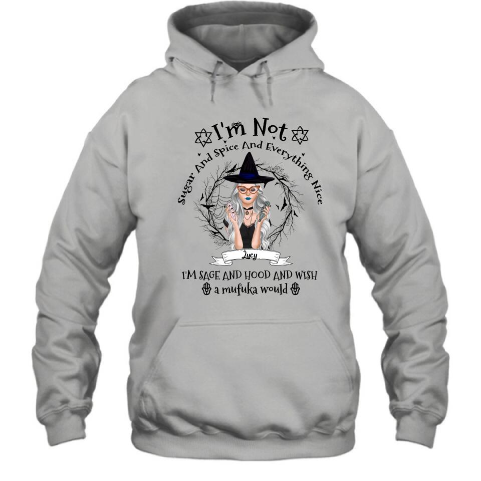Personalized Witch T-shirt - Best Halloween Gift Idea - I'm Not Sugar And Spice - DFESX1