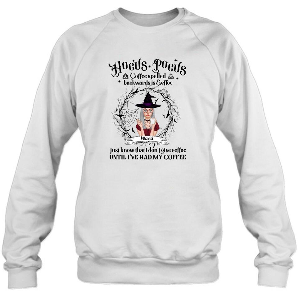 Personalized Witch T-Shirt/Hoodie - Gift for Friends, Halloween - Coffee Spelled Backwards - RYXW2G