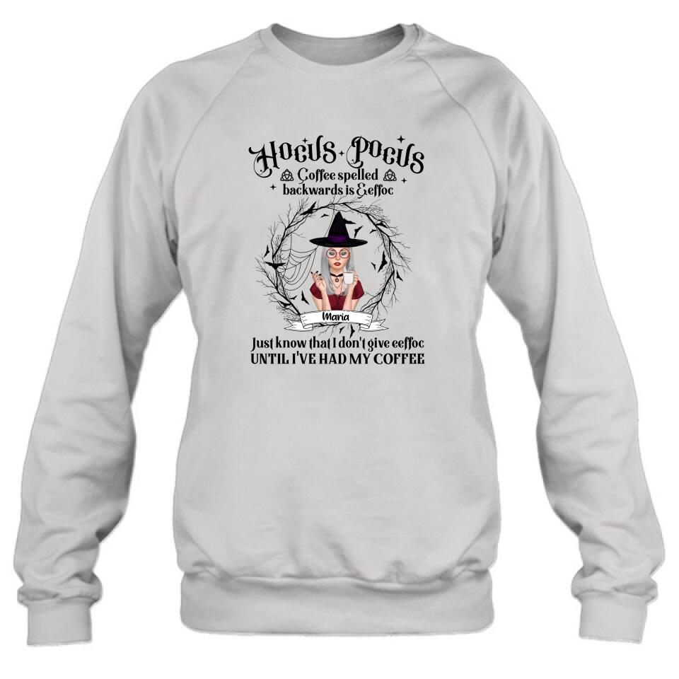 Personalized Witch T-Shirt/Hoodie - Gift for Friends, Halloween - Coffee Spelled Backwards - RYXW2G