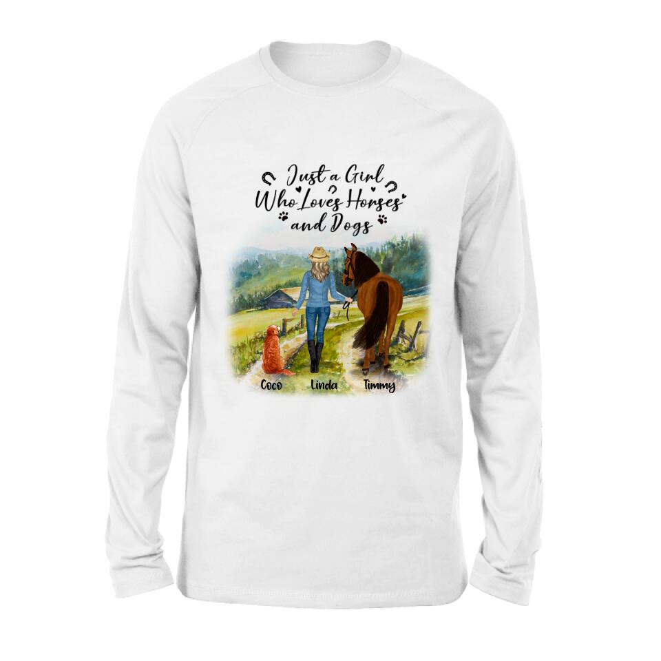 Personalized Horse And Dog Shirt - Up to 2 Horses And 4 Dogs - Best Gift For Horse/Dog Lover
