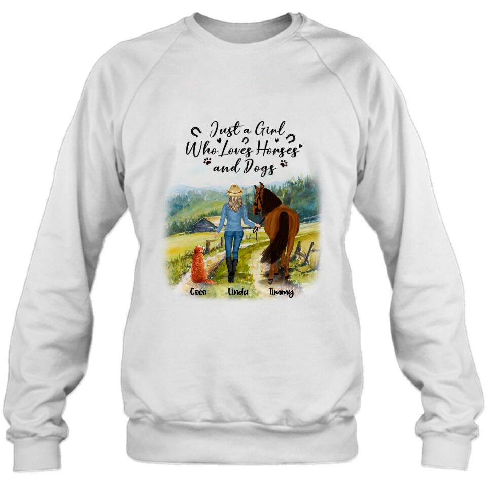 Personalized Horse And Dog Shirt - Up to 2 Horses And 4 Dogs - Best Gift For Horse/Dog Lover