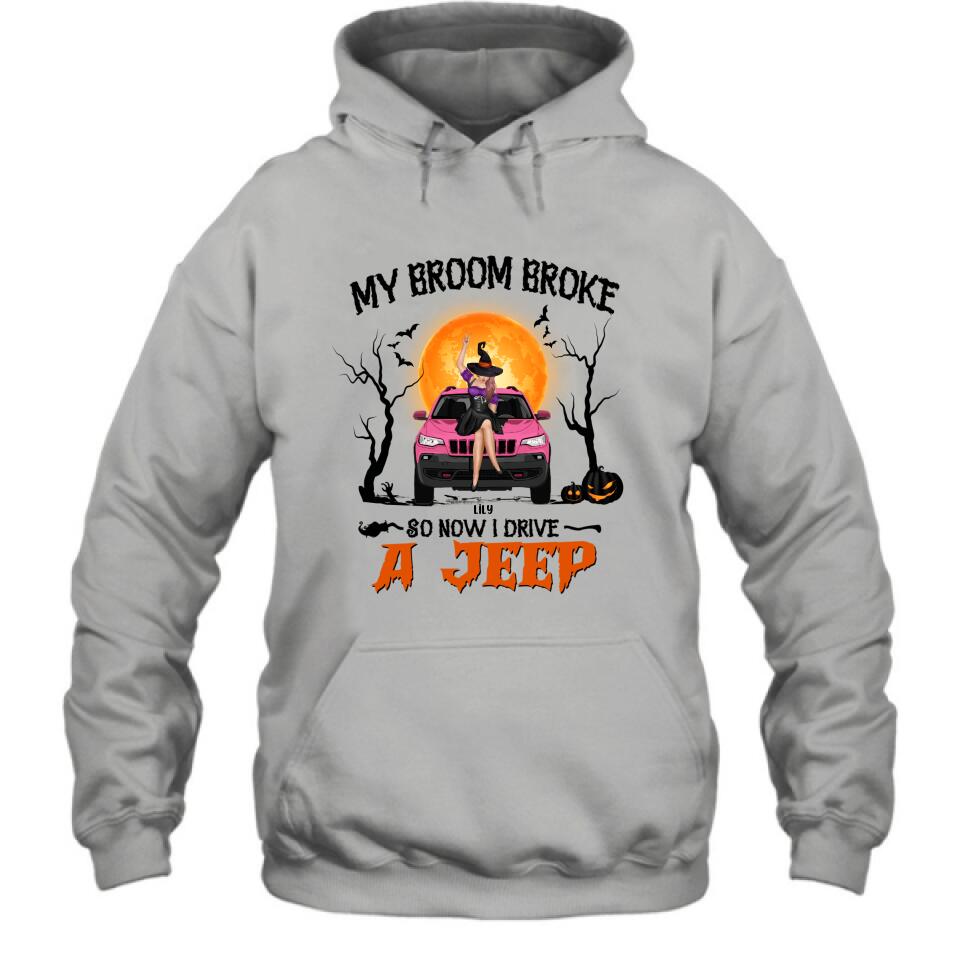 Personalized Off-Road Witch T-Shirt/Pullover Hoodie - Halloween Gift For Girl - My Broom Broke