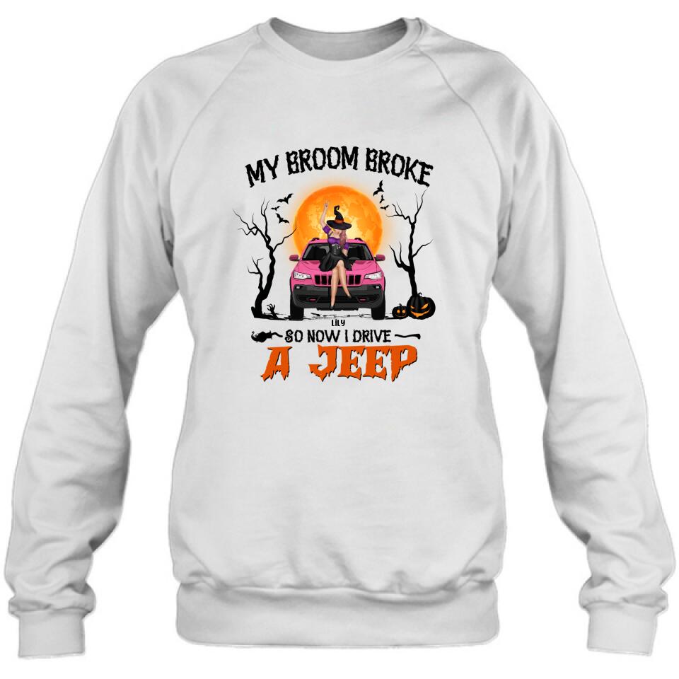 Personalized Off-Road Witch T-Shirt/Pullover Hoodie - Halloween Gift For Girl - My Broom Broke