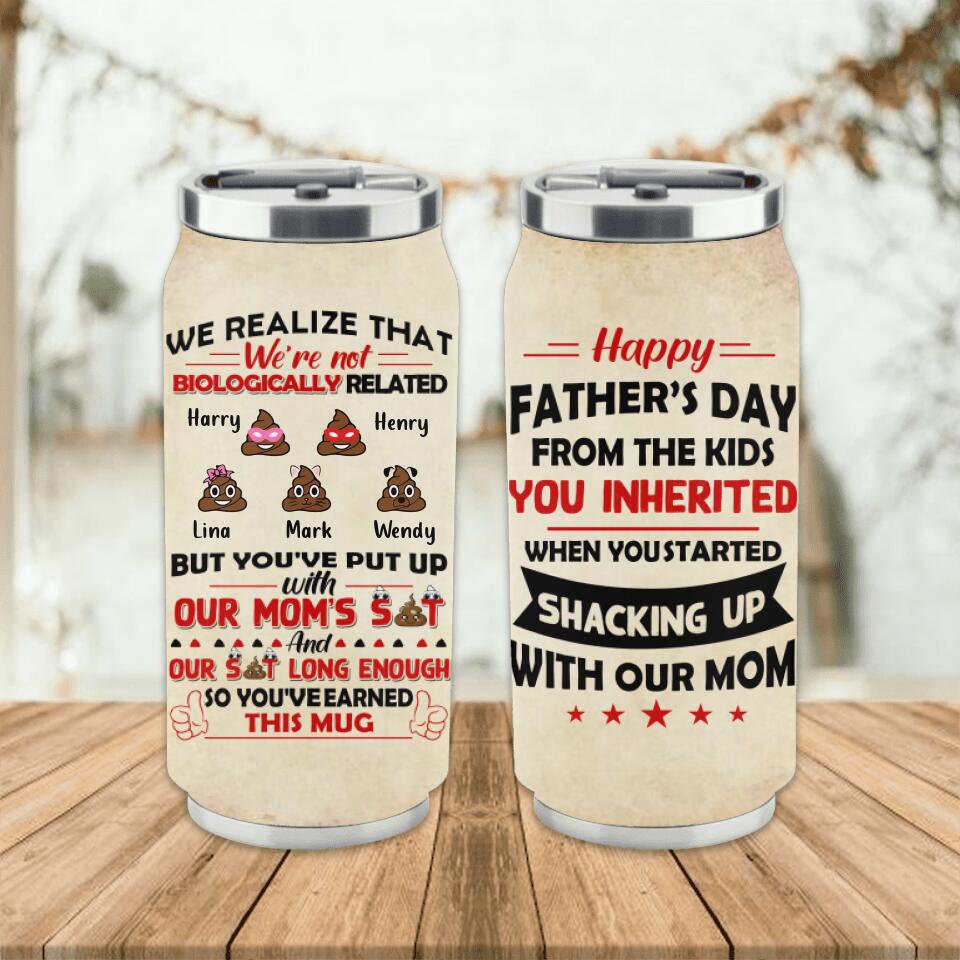 Personalized Step Dad Soda Can Tumbler - Up to 5 Kids - Gift Idea For Father's Day - Happy Father's Day