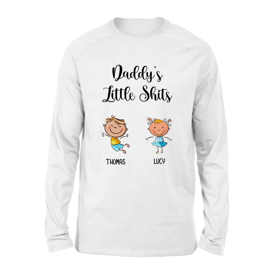 Personalized Daddy's Little Kids Shirt/Pullover Hoodie - Up to 15 Kids - Gift Idea For Father's Day/Mother's Day - Daddy's Little Shits
