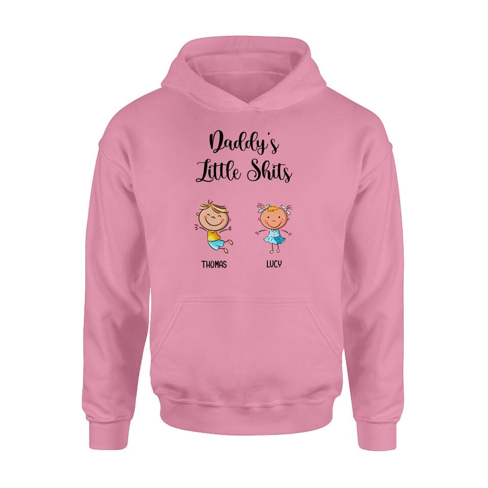 Personalized Daddy's Little Kids Shirt/Pullover Hoodie - Up to 15 Kids - Gift Idea For Father's Day/Mother's Day - Daddy's Little Shits