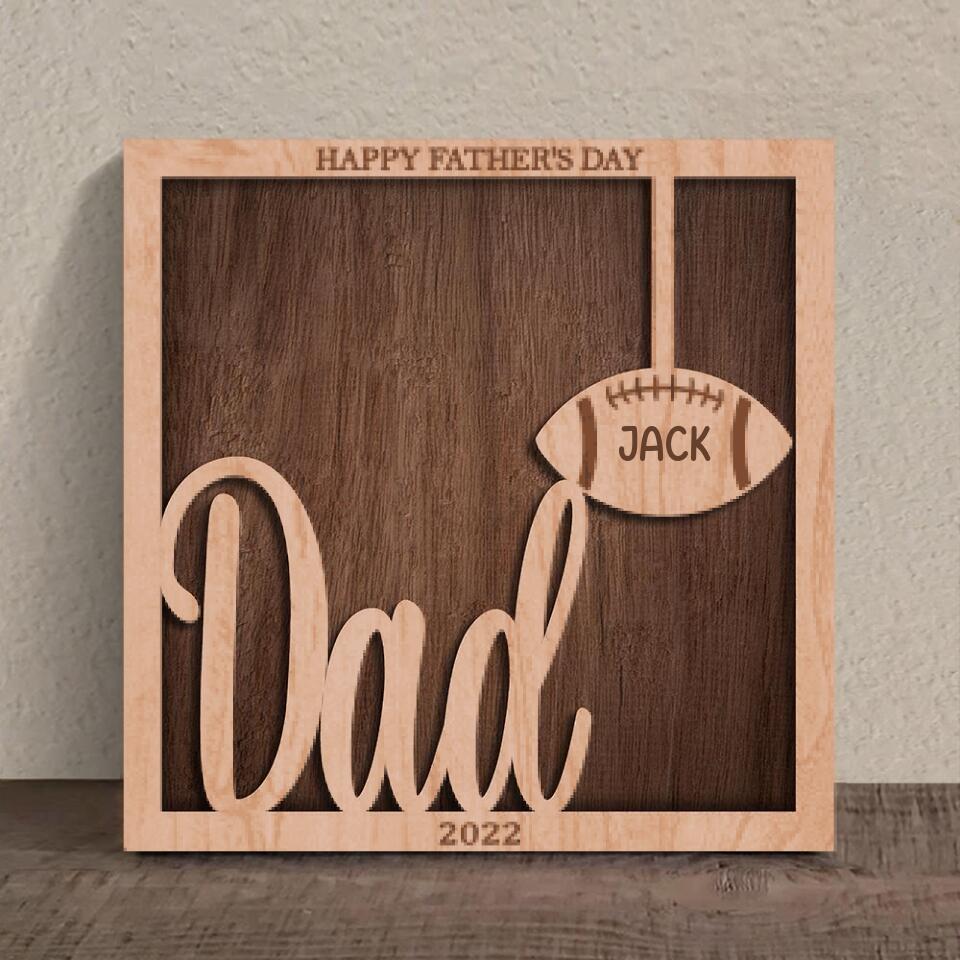 Custom Personalized Football 3 Layered Wooden Art - Gift Idea For Father's Day 2023