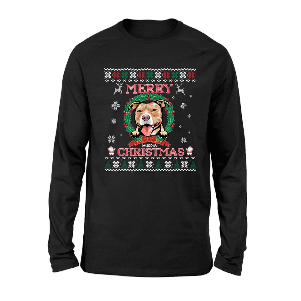 Personalized Dog Sweatshirt - Up to 5 Dogs - Best Gift For Dog Lover - Merry Christmas
